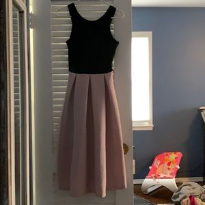 Black and light pink midi flare dress from ASOS